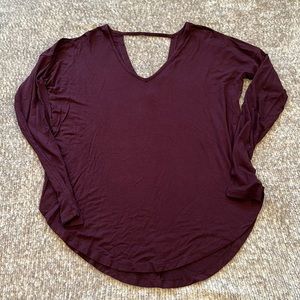 GAP Red/Purple V-Neck Drapey Top